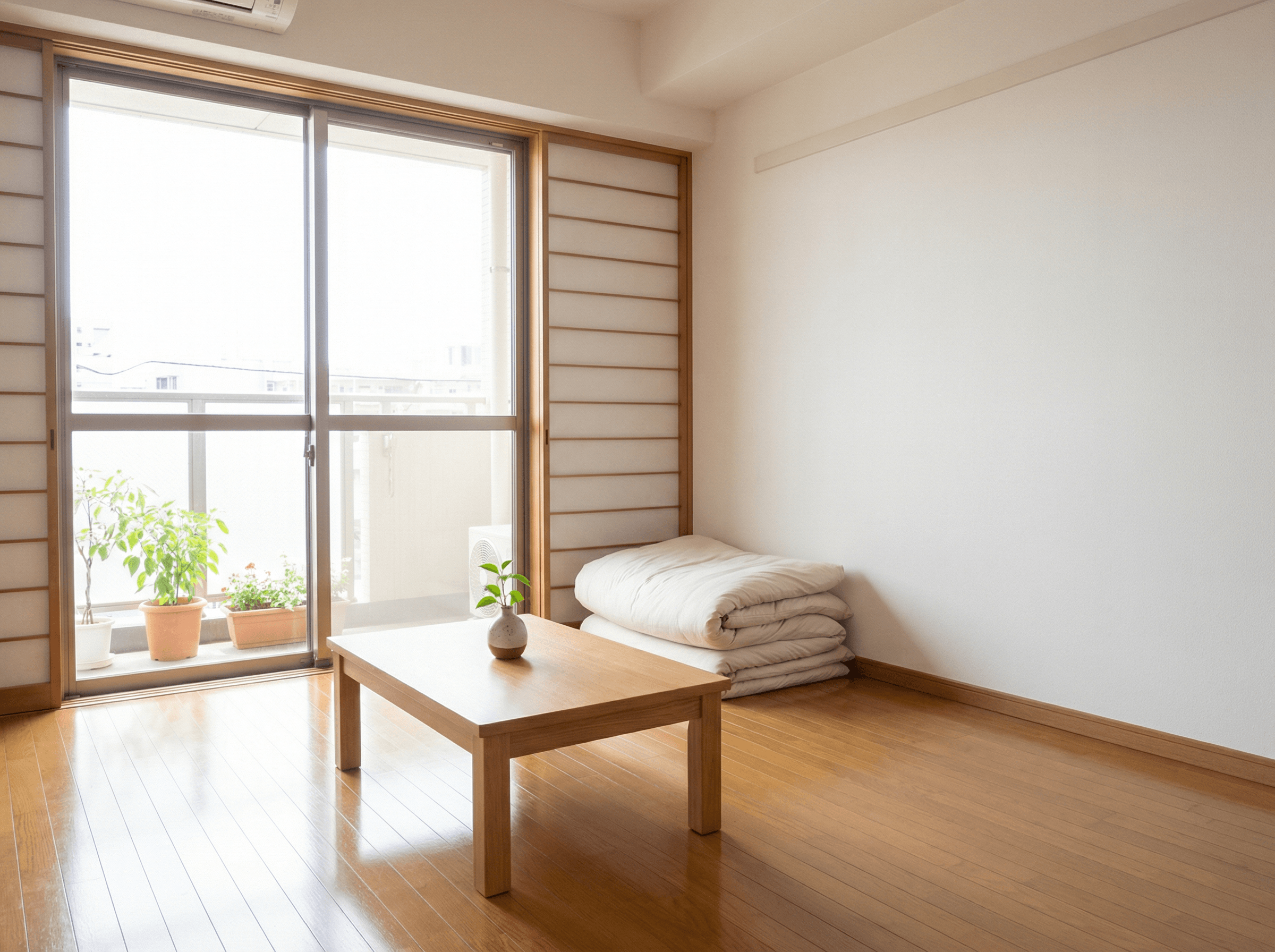 きれいに片付いたアパートの部屋の写真